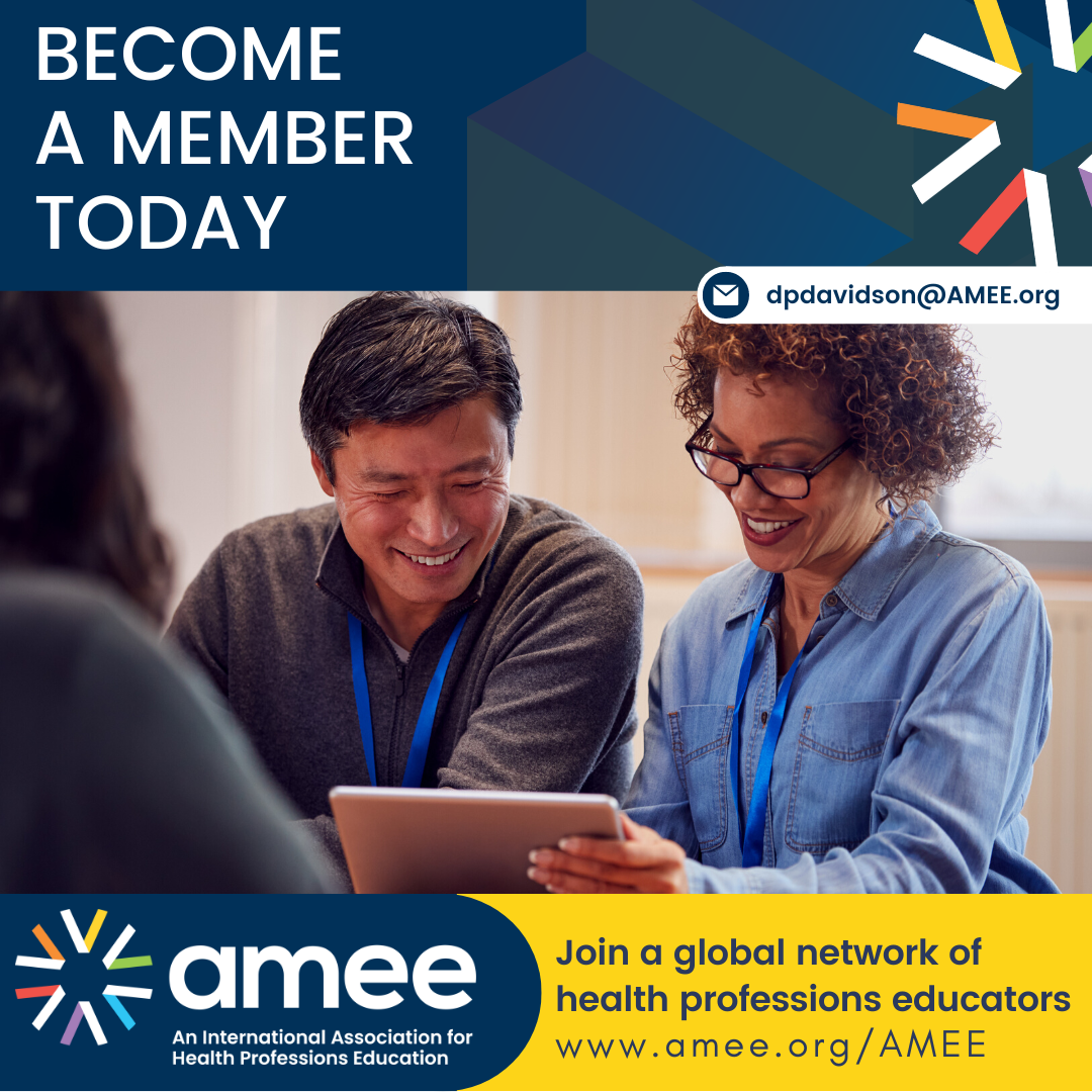 Become an AMEE member. Image of smiling health professionals.